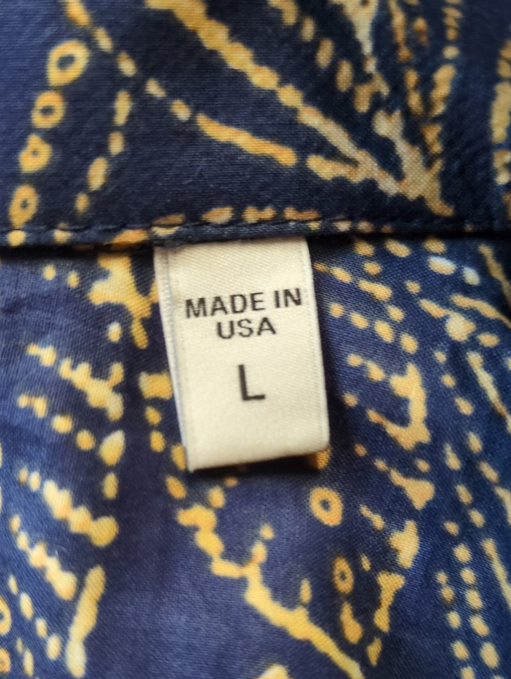 Tori Richard Dotanicals Cotton Lawn Shirt Navy and Yellow Size Large - Picture 6 of 12
